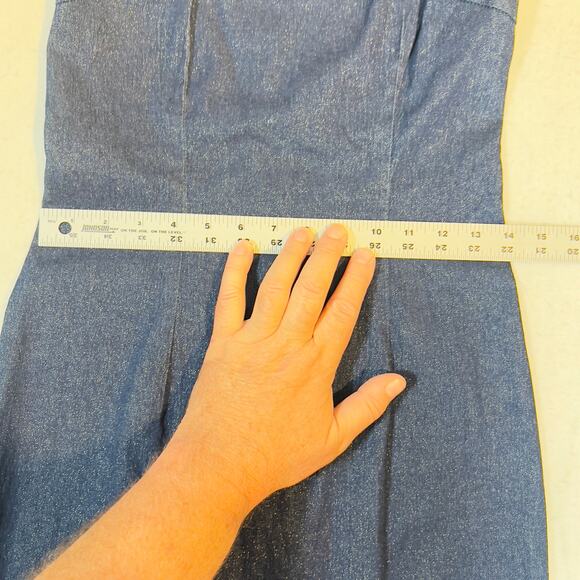 Maggy London Denim Above the Knee Dress Woman Size 4 Sleeveless Sparkle Rear Zip - Picture 7 of 15